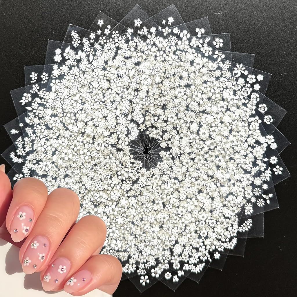 MAYCREATE® 30 Sheet Mini Flower Nail Decal Stickers Self-Adhesive Nail Art Decal Stickers Decorative Nail Decals Little White Flower French Nail Decals Craft Charm Stickers MAYCREATE® 30 Sheet Mini Flower Nail Decal Stickers Self-Adhesive Nail Art Decal Stickers Decorative Nail Decals Little White Flower French Nail Decals Craft Charm Stickers